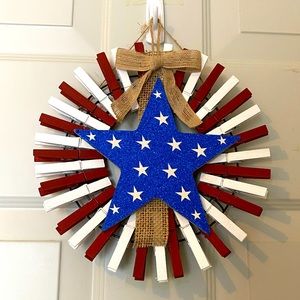 ✨Red, White, & Blue Clothespin Wreath✨